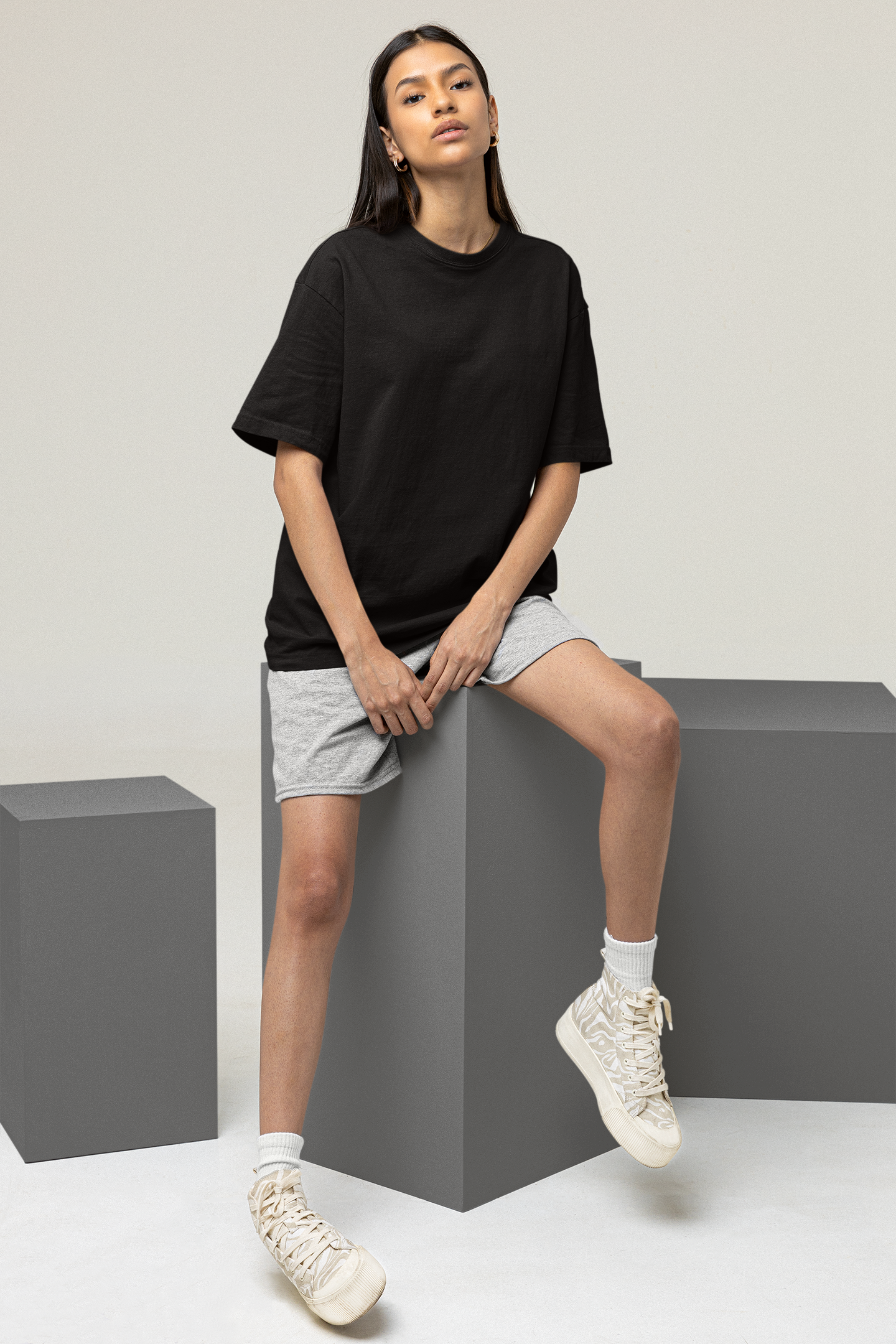 Oversized Solids : Black T-shirt