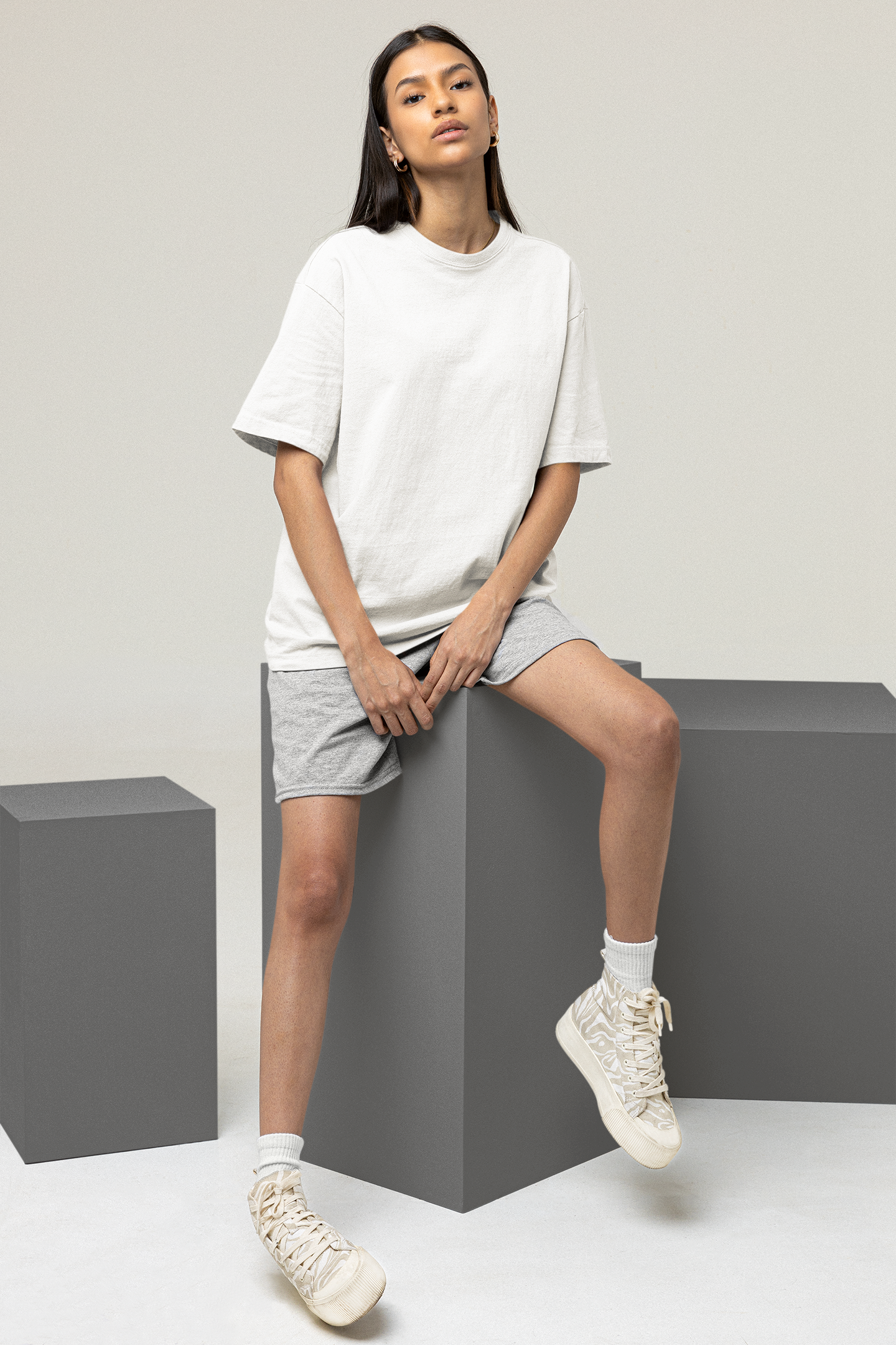 Oversized Solids : White T-shirt